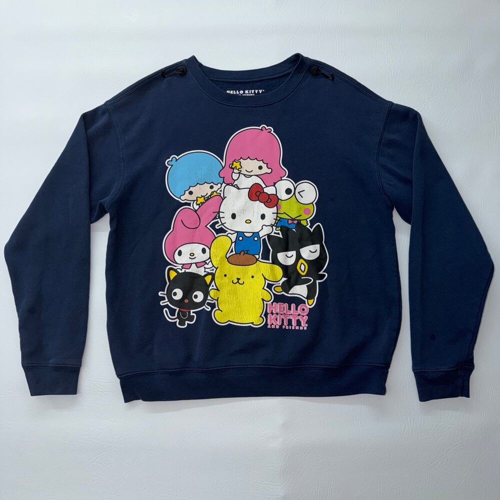 Hello Kitty and Friends Sweatshirt Small Navy Blue Sanrio Double Sided